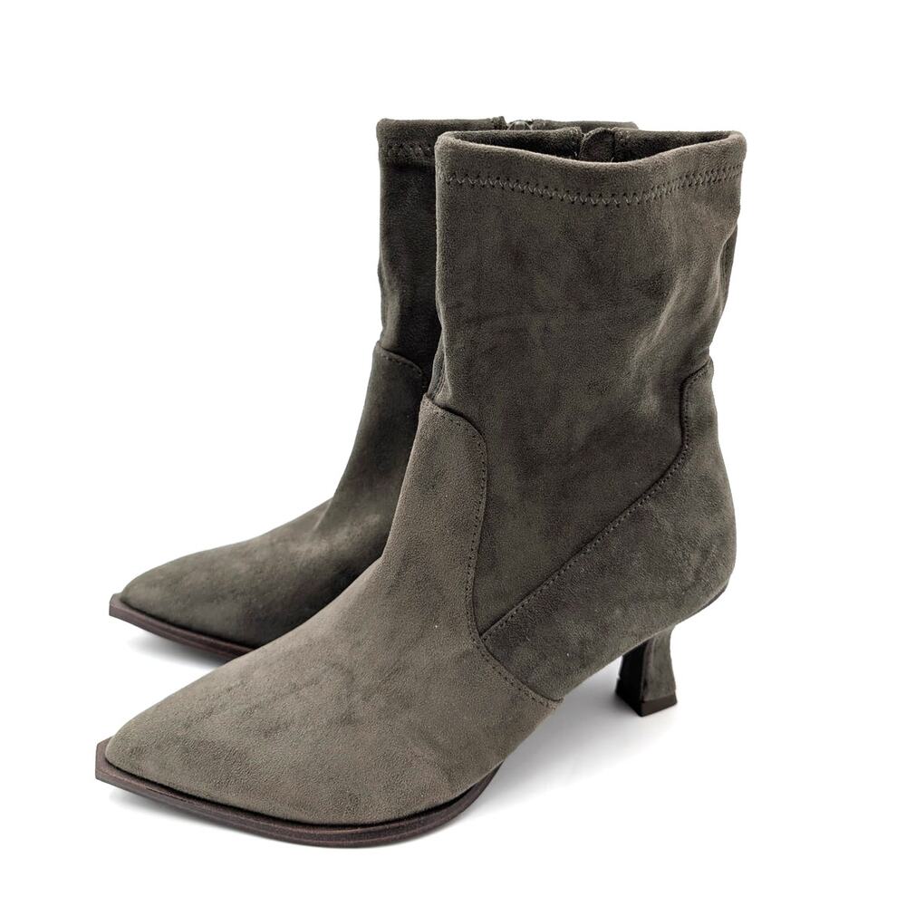DV by Dolce Vita Lalana Kitten Heel Ankle Boots Women's Olive Size US5 EU35.5